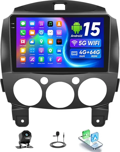 Vista 10 de [4G+64G] Radio de coche para Mazda 2 2007-2014 con CarPlay Android Auto, pantalla táctil de 9 pulgadas, Android 15 Mazda 2 estéreo para automóvil