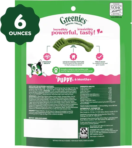 Vista 10 de Greenies Golosinas dentales naturales recomendadas por veterinarios para cachorros, tamaño pequeño, golosinas dentales para perros, paquete de 6