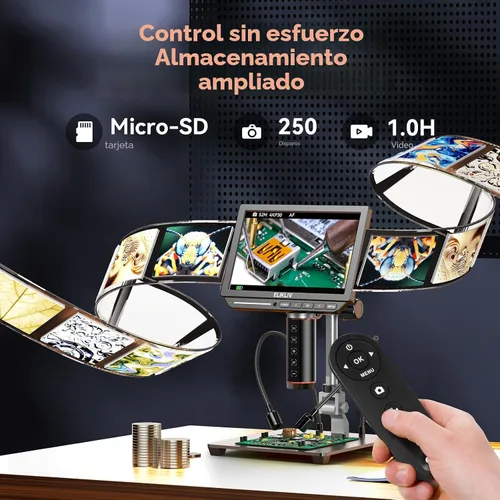 Vista 9 de Elikliv Microscopio digital de enfoque automático 4K EM4K-AF, microscopio de soldadura de 52MP para reparación de PCB, inspección de monedas