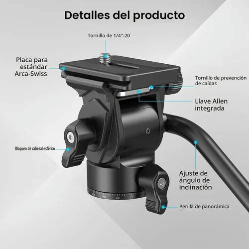 Vista 5 de SmallRig Cabezal de video compacto con placa de liberación rápida para Arca