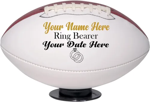 Vista 3 de Regalo personalizado de propuesta de fútbol con portador de anillos para fiesta de boda Personalizable con nombre y fecha de boda