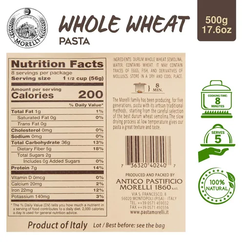 Vista 2 de Morelli Fideos de pasta Penne de trigo italiano orgánico - 17.6 oz