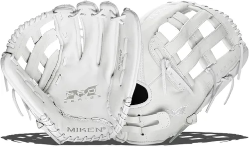 Vista 14 de Miken Pro Series - Guantes de sóftbol de lanzamiento lento, 13 pulgadas, blanco/rojo