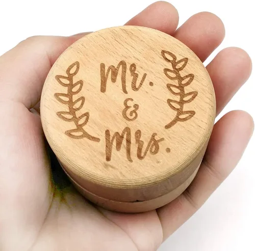 Vista 7 de Personalizado Grabado Rústico Boda Caja de Madera Joyería Baratija Almacenamiento Co