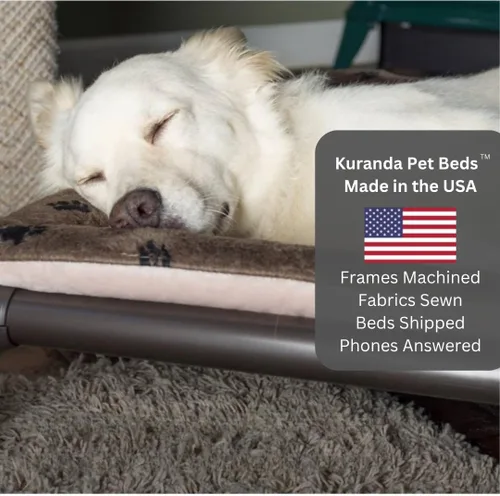 Vista 70 de Kuranda Cama elevada para mascotas a prueba de masticación - PVC almendra - 25" x 18" - Cordura Nylon - Borgoña