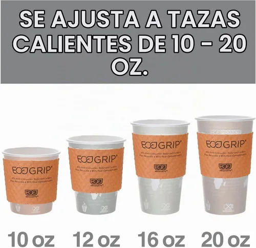 Vista 6 de Eco-Products EcoGrip funda para taza caliente de material reciclado, color café, caja de 1300 (EG-2000)