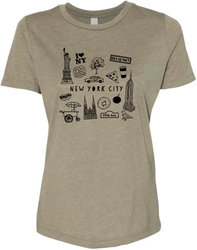 Vista 20 de Cute Women's Screen Printed Crew Neck Tee, Shirts With Sayings, Dusty Blue or Olive