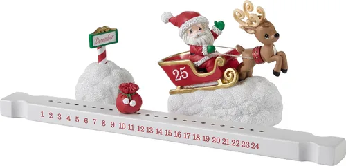Vista 2 de Precious Moments 231406 Here Comes Santa Claus Calendario de cuenta regresiva de resina/madera