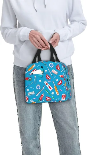 Vista 6 de Lonchera para dentistas, higienista dental, bolsa de almuerzo linda, bolsa de almuerzo aislada, para mujeres, hombres, trabajo, campamento, viajes