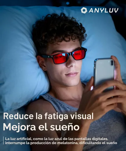 Vista 2 de ANYLUV Blue Light Glasses for Sleep, 99.9% Blue Green Light Blocking with Red Lens, Blue Light Glasses