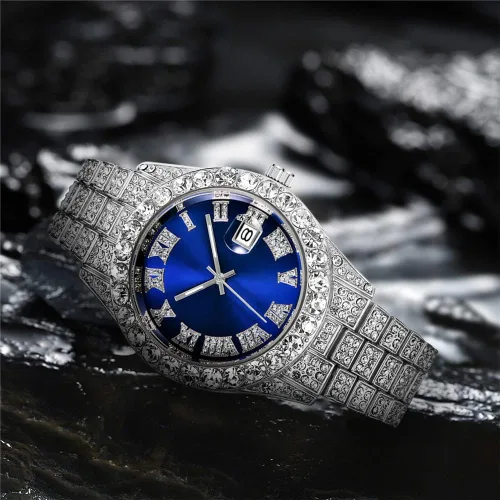 Vista 2 de Relojes de pulsera de cuarzo de diamantes de moda para hombre y mujer