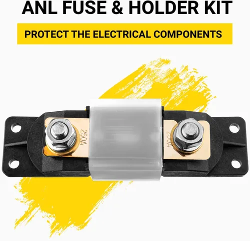 Vista 2 de Kit de fusibles y portafusibles Spartan Power 80 Amp ANL de color negro