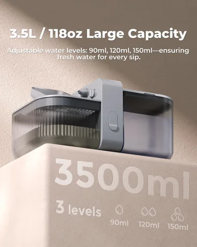 Vista 7 de Invengo Fuente de agua inalámbrica para gatos sin filtro, fuente de acero inoxidable de 3.5 litros para gatos y perros, separación de aguas