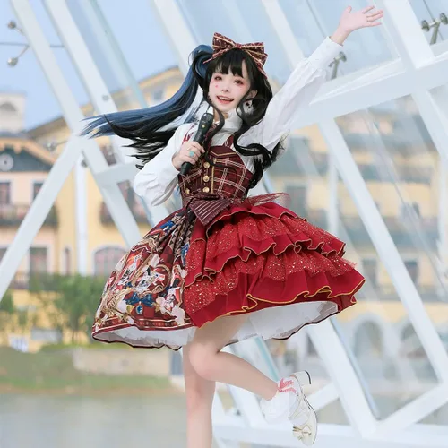 Vista 5 de Mingyuezai Vestido de Lolita para mujer, sin mangas, estampado de princesa, disfraz de cosplay