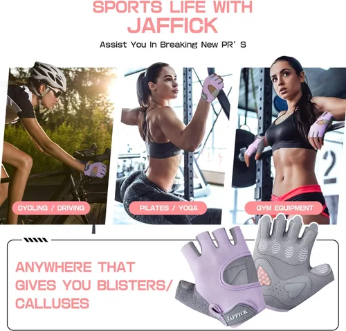 Vista 7 de Jaffick Guantes de entrenamiento ligeros para mujer Guantes de fitness transpirables con agarre antideslizante para gimnasio, levantamiento