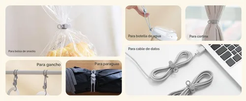 Vista 5 de Organizador de cables de datos, actualización 2025, bridas de cable reutilizables, bridas de cable de silicona multiusos, organizador de gestión