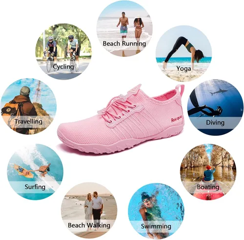 Vista 2 de Racqua Zapatos de agua de secado rápido, descalzos, acuáticos, deportes, playa, piscina, natación, surf, buceo, para hombres y mujeres