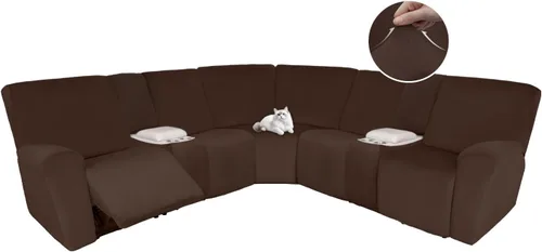 Vista 119 de HDCAXKJ Fundas de sofá seccional reclinable de terciopelo, cubierta de sofá seccional en forma de L, lavable, elástica, suave, para rincón