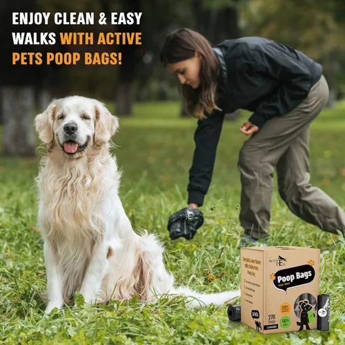 Vista 6 de Active Pets Bolsas de basura para perros extra gruesas con aroma a lavanda, a prueba de fugas y fáciles de rasgar para eliminar excrementos Negro