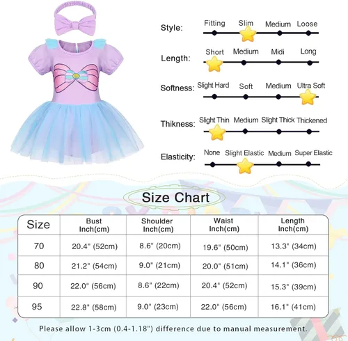 Vista 4 de Eledobby Ropa de princesa para bebés y niñas, enterizo con diadema, disfraz de Halloween, vestido de fiesta de cumpleaños