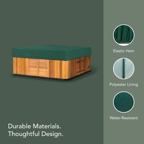Vista 4 de Covermates Funda Rectangular para Spa - Material Ligero, Resistente a la Intemperie, Dobladillo Elástico, Fundas para Exteriores, 92A x 82P x 14A