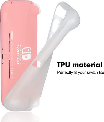 Vista 5 de ECHZOVE Funda de agarre para Nintendo Switch Lite, funda de TPU blanca transparente para Nintendo Switch lite