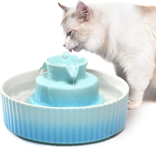 Vista 7 de Wave and Cup Cake - Filtro de fuente de porcelana para gatos, 8 filtros de carbono, 2 filtros de espuma, fuente de cerámica, dispensador de agua