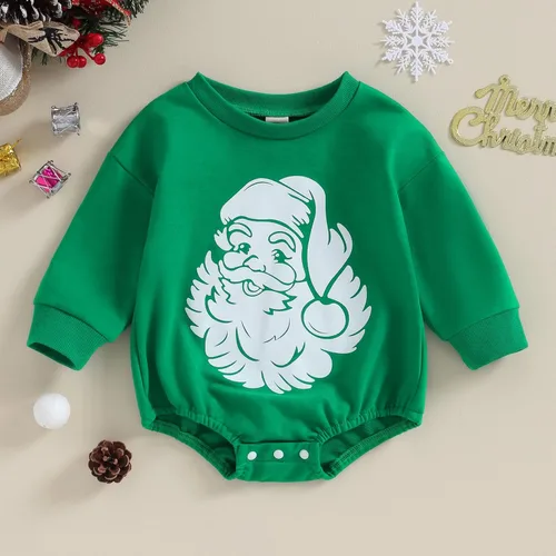 Vista 2 de Traje de Navidad para bebé recién nacido, con cuello redondo, manga larga, con burbujas, de gran