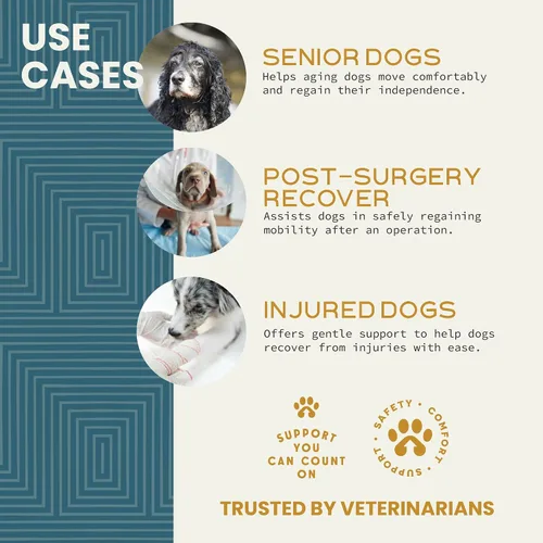 Vista 4 de Help 'Em Up® - Arnés de elevación para perros │ Arnés de elevación ajustable para perros │ Soporte de cuerpo completo, soporte de pierna trasera