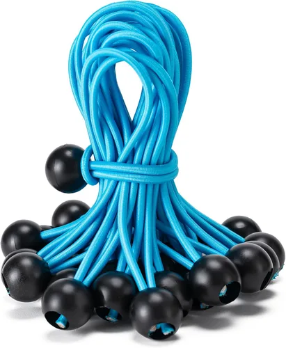 Vista 25 de Paquete de 30 cuerdas elásticas con bola, cuerdas elásticas resistentes de 4 pulgadas, lona de toldo con bolas elásticas para amarre de dosel