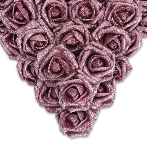 Vista 26 de IPOPU Rosas Negras con Purpurina, 50 PIEZAS Rosas Falsas con Purpurina Flores para Manualidades DIY Ramo de Boda Decoración de Casa y Fiesta (Negro)