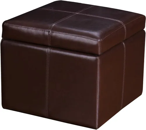 Vista 15 de Adeco Otomana moderna de cuero con ruedas, otomana cuadrada negra rodante de 18.8" con almacenamiento, taburete de tocador tapizado acolchado