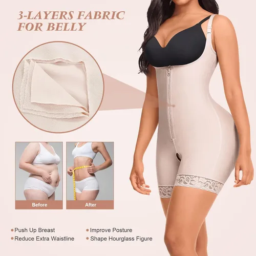Vista 3 de FeelinGirl Faja moldeadora para mujer control de abdomen talla grande para levantamiento de glúteos y faja adelgazante de muslos