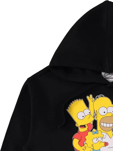 Vista 3 de The Simpsons Sudadera con capucha para mujer, Lisa, Bart y Homer Simpson con estampado de manga
