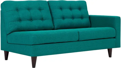 Vista 26 de Sofá esquinero Modway Empress, estilo de mediados de siglo, tapizado de tela en avena, Tela, Celeste