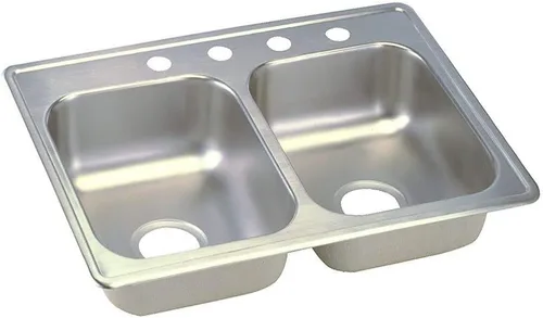 Vista 28 de Dayton D233221 Equal - Fregadero de acero inoxidable con doble tazón, 33 x 22 x 6.5 pulgadas