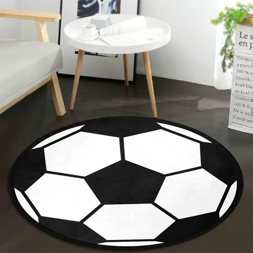 Vista 6 de Alfombra redonda de fútbol para dormitorio, 3 pies