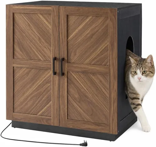 Vista 10 de unipaws Caja de arena para gatos extra grande para cajas de arena automáticas y autolimpiantes, armario alto con estación de carga, casa oculta