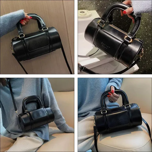 Vista 4 de ValiCLUD - Bolsa de moda para bolso retro con forma de cilindro, Negro), 483