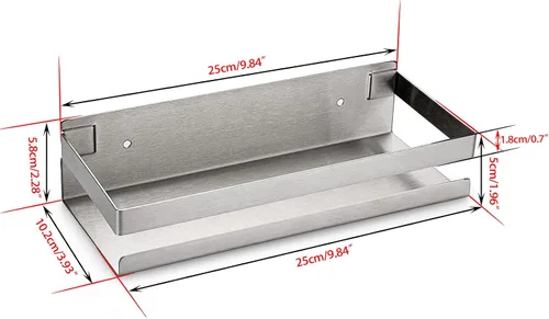 Vista 3 de OwnMy Estante de ducha de baño de acero inoxidable de 10 pulgadas, cesta de cocina, estante de ducha, estante de almacenamiento de baño de metal a