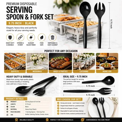 Vista 8 de Chafing Dish Buffet - Kit de servicio de 42 piezas con combustible, estantes, sartenes de aluminio, utensilios y encendedores