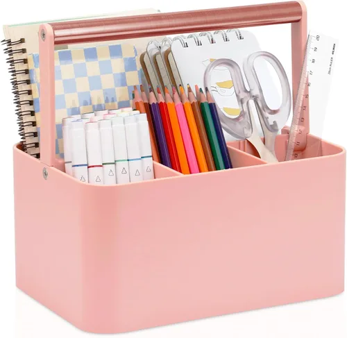 Vista 8 de Organizador multiusos con asa y divisor ajustable, organizador de almacenamiento portátil de suministros de arte para suministros de manualidades
