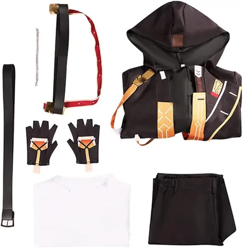 Vista 6 de Moalioi Honkai Star Rail - Disfraz de cosplay de Honkai Trailblazer Caelus, traje de fiesta de Helloween con peluca Estilo para hombre