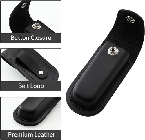 Vista 2 de Funda para cuchillo de bolsillo, estuche plegable de 4" para cuchillo de bolsillo EDC, funda de cuchillo portátil de cuero con cierre de presión