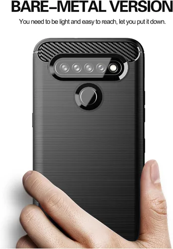 Vista 3 de Asuwish Funda compatible con LG K51S y protector de pantalla de vidrio templado y accesorios para celda, fundas protectoras delgadas de silicona