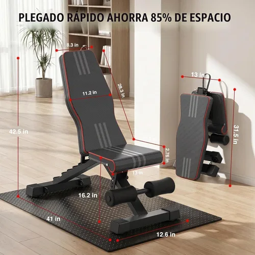 Vista 5 de Juego de banco de pesas multifunción todo en 1, multiposiciones, para levantamiento de pesas, banco de entrenamiento, banco plegable para gimnasio