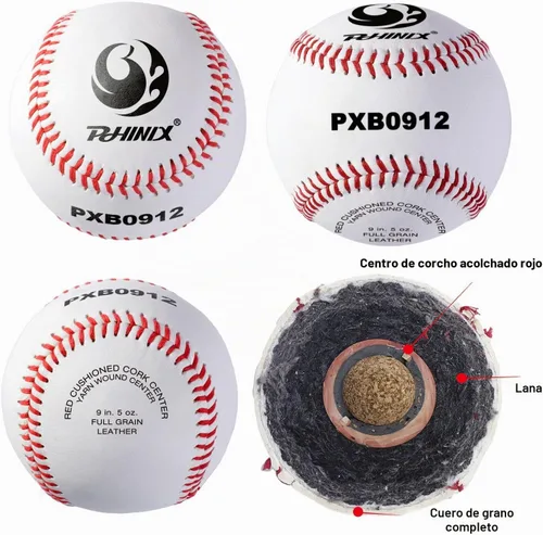 Vista 4 de PHINIX Béisbol juvenil de cuero de grano completo