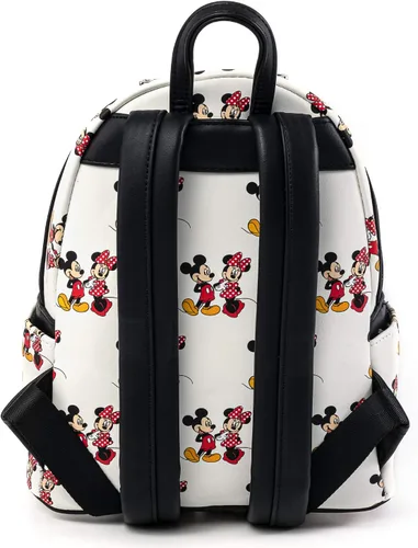 Vista 3 de Loungefly Disney Mickey and Minnie Mouse AOP - Bolso de hombro con doble correa para mujer Multi
