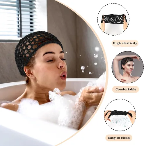 Vista 4 de Mozeat Lens Paquete de 3 redes para el cabello para dormir, malla de ganchillo, red de pelo de rayón