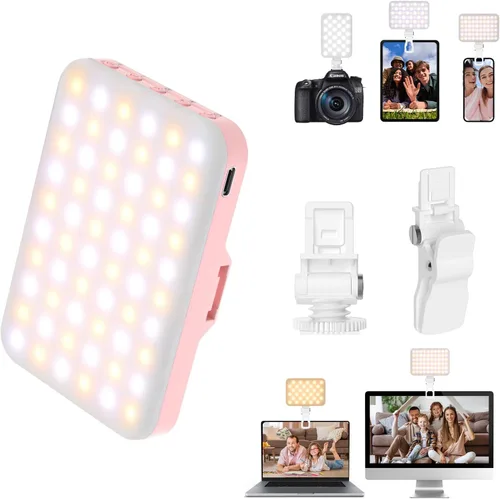 Vista 10 de Luz de selfie - BANSINE Luz de teléfono LED recargable por USB - Luz de foto portátil con CRI de 97+, hasta 6500K de temperatura